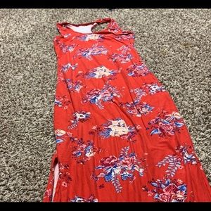 Red floral tank dress